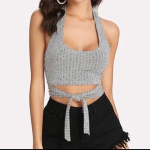 Grey wrap around crop top